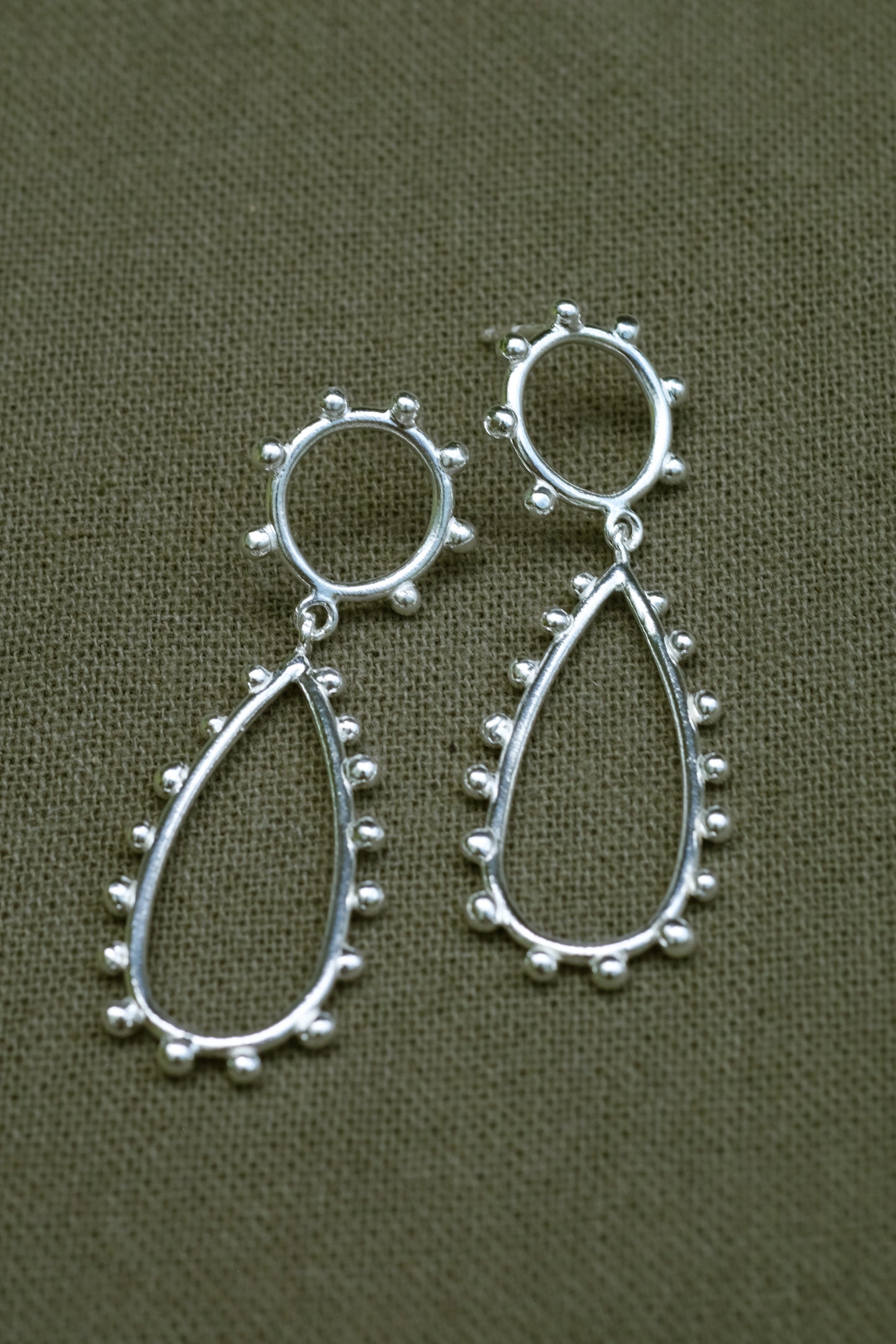 Dot Circle Drop - Sterling Silver